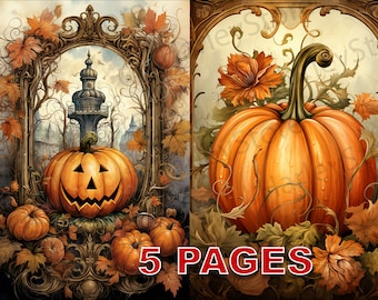 Dynia na Święto Dziękczynienia, do druku, efemeryda, akwarela, clipart, elementy JPG, licencja komercyjna, dziennik śmieci, pobieranie cyfrowe, Halloween A271
