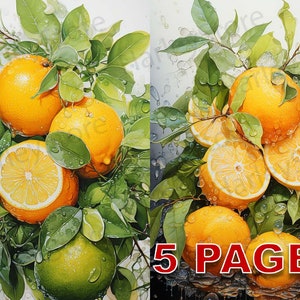 Citrus Lemons Fruit Printable Ephemera Watercolor Clipart 20JPG Elements Commercial License Junk Journal Digital Download Set Lemon Tree C21