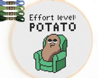 Wzór haftu krzyżykowego "Couch Potato Tiny" do pobrania w formacie PDF