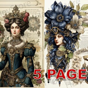 Vintage Victorian Ephemera Junk Journal Watercolor Clipart Elements Commercial License Printable Digital Download Postcard Flower A32