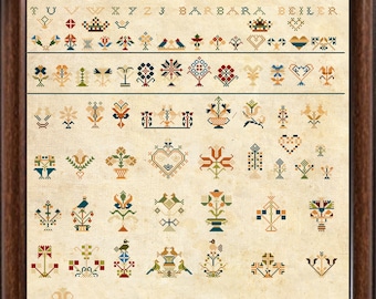 Kreuzstich Sampler Antike Amish Reproduktion 19.
