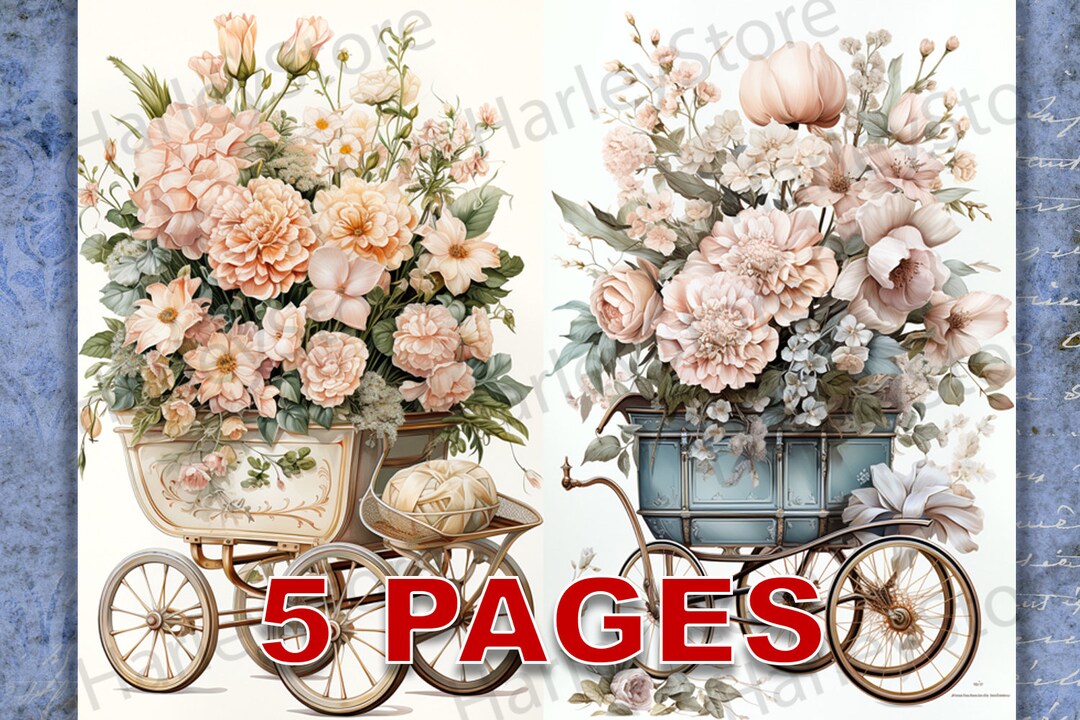 Victorian Baby Carriage Printable Ephemera Clipart 20 JPG - Etsy