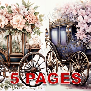 Vittoriano carrozza stampabile Ephemera acquerello Clipart 20 JPG elementi licenza commerciale Junk Journal Download digitale Princess E42