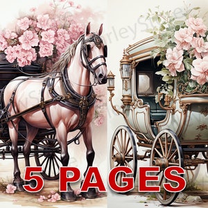 Vittoriano carrozza stampabile Ephemera acquerello Clipart 20 JPG elementi licenza commerciale Junk Journal Download digitale Princess E41