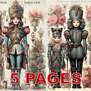 Schiaccianoci vintage stampabile Ephemera acquerello Clipart 20 JPG elementi licenza commerciale Junk Journal download digitale vittoriano magico