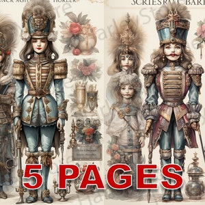 Schiaccianoci vintage stampabile Ephemera acquerello Clipart 20 JPG elementi licenza commerciale Junk Journal download digitale vittoriano magico