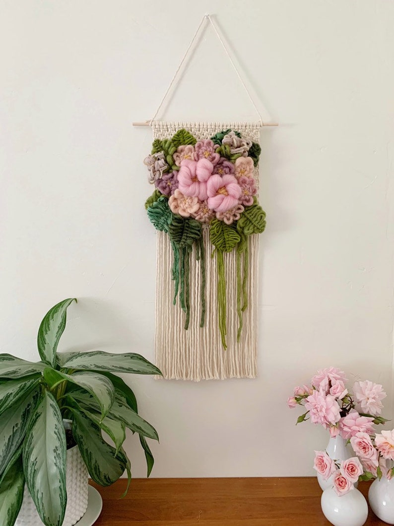 CUSTOM Floral Bouquet Wall Hanging design your macrame wall Etsy