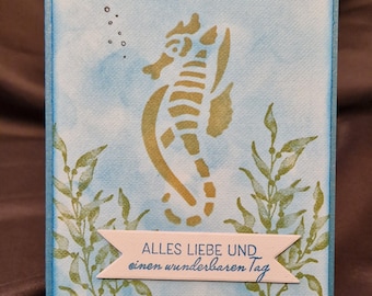 Seepferdchen - Geburtstagskarte - Alles Liebe und einen wunderbaren Tag