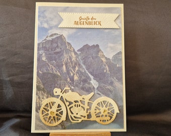 Motorcycle - Birthday card - Enjoy the moment - Mountains