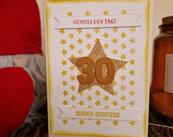 Birthday card / 30th birthday / birthday gift / birthday card with stars / birthday card with star motif / stars