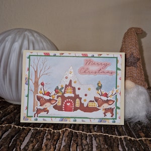 Weihnachtskarte / kleine Rentiere / Weihnachtshaus / festliche Grusskarte / kreative Weihnachtsgeschenke / Rentier Weihnachtskarte