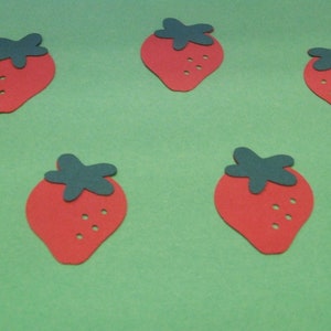 Erdbeere Stanzteile / rote und grüne Stanzteile / Scrapbooking Erdbeere / Bastelbedarf Erdbeere
