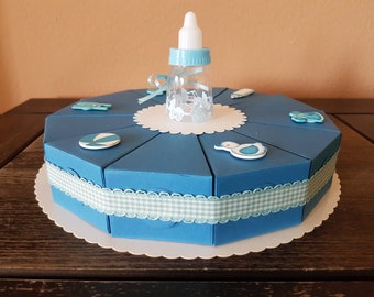 Torte zur Geburt Junge \ Torte für Neugeborene \ Baby Torte \ Geburtstorten \ Baby \ Blau \ Papiertorte