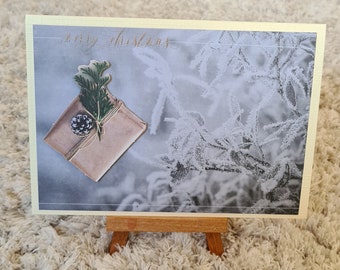 Weihnachtskarte mit Eiszweige , Geschenk , Christmas