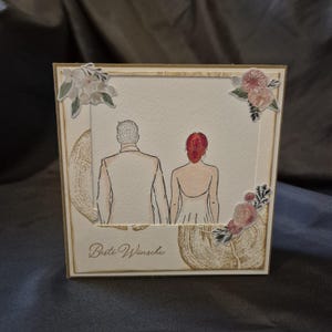 Hochzeitskarte / Hochzeitspaar / Blumenmotiv / Beste Wünsche / Romantische Grüße / Hochzeit