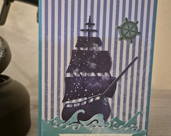 Birthday card / Ship / Steering wheel / Ship birthday cards / Maritime birthday cards / Nautical birthday cards