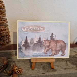 Hello Winter - Bär im Wald - Weihnachtskarte