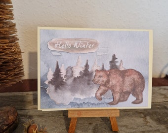 Hello Winter - Bär im Wald - Weihnachtskarte