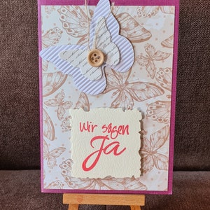 Hochzeitskarte " Wir sagen Ja " Schmetterling