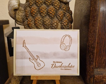 Dankeschön - Musik - Gitarre - Kopfhöhrer - Danksagungskarte