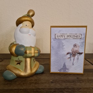 Weihnachtskarte mit Eule - Bäume - Äste