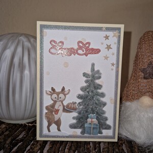 Weihnachtsgrußkarte / Rentier Glitzerkarten / Festliche Tannenbaumkarten / Sugar Spice Weihnacht / Weihnachtskarten handgefertigt