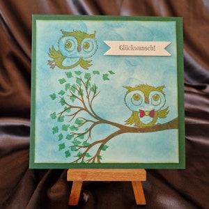 Geburtstagskarte Eulen / Eulenkunst / Naturinspirierte Karten / Naturverbundenheit / besondere Geschenkkarten