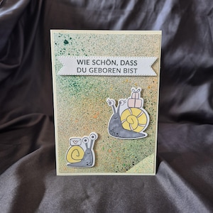 Geburtskarte / Schneckenmotiv / Neugeborenen Karte / Willkommenskarte Baby / Spruch Geburt / Babykarte / Baby