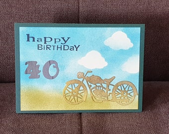 Happy Birthday 40s " Motorbike " Birthday Card