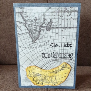 Geburtstagskarte &quot; Alles Liebe zum Geburtstag &quot; Flugzeug , VintageLook