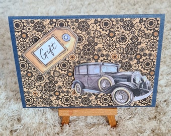 Birthday card "gift" car, vintage look