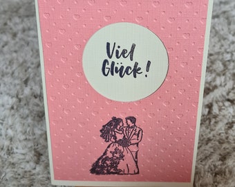 Wedding Card " Good luck " Wedding couple - Pink
