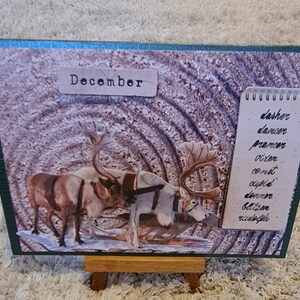 Weihnachtskarte / Rentiermotiv / Dezember Grußkarte / festliche Grüße / Rentiere mit Schlitten