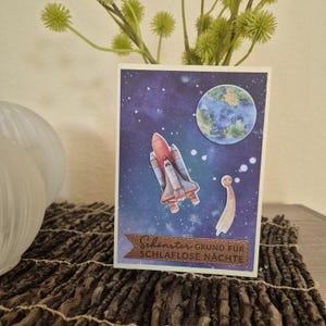 Geburtstagskarte Weltraum / Weltraum-Motiv Karte / Geburtstag / Geburtstagskarte / Weltraum / Sternschnuppe / Erde