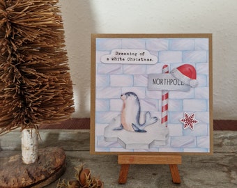 Christmas Card - Penguin on the Ice Plaice - Northpole