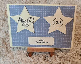 For school enrollment - Greeting card - ABC - Numbers, Stars