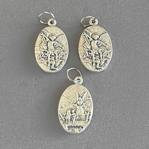 Set 3 Silver Saint Michael Charms - Saint Michael the Archangel Holy Medals - Guardian Angel Charm - Catholic ITALY Charms Pendant Necklace