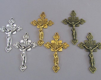 6 Large Rosary Crucifix / Bronze Crucifix / Silver Crucifix Cross / Gold Crucifix / Large Rosaries parts