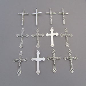 12 pc Rosary Crucifixes / 1.5" Silver Crucifix / Liturgy Silver Cross / ITALY Crucifix / Italian Rosary parts