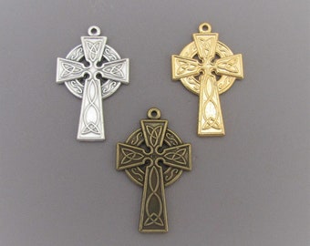Lot 3 SILVER Celtic Crosses / Gold Celtic Rosary Crucifix / Bronze Crucifix Cross / Italian Rosaries parts