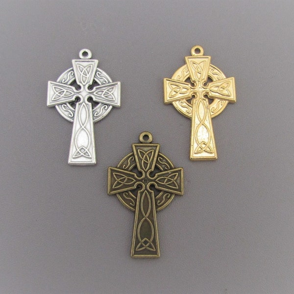 Lot 3 SILVER Celtic Crosses / Gold Celtic Rosary Crucifix / Bronze Crucifix Cross / Italian Rosaries parts