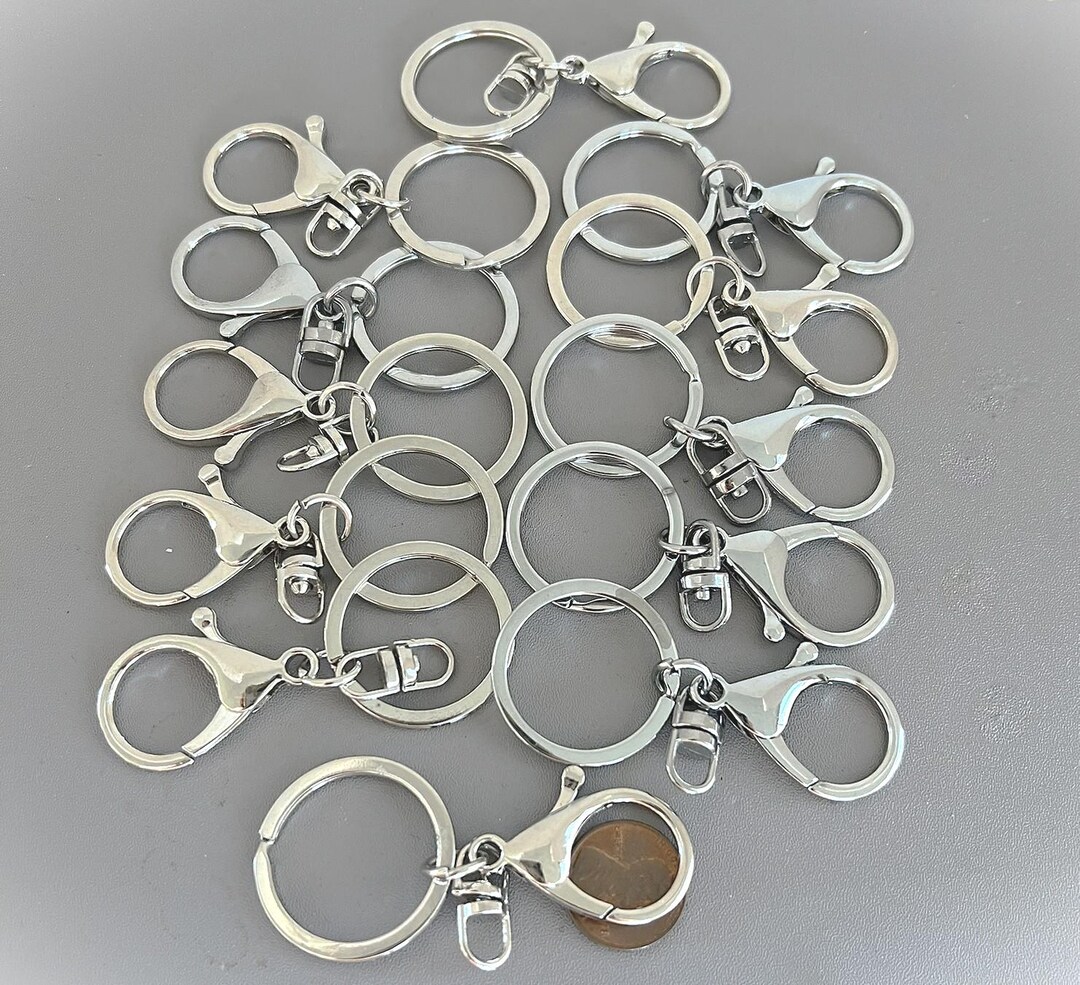 12 Pc Swivel Lobster Clasp / SILVER Metal Key Ring Keychain Clasp 68mm ...