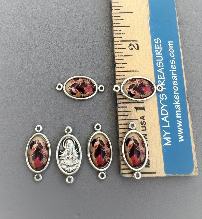 ITALY Mary UNDOER of Knots Rosary Centerpiece Rosary Crucifix ~ 8pc Rosary Set ~ Untier of Knots Center Rosaries Part Pater Our Father Beads 6 Pater Beads ONLY