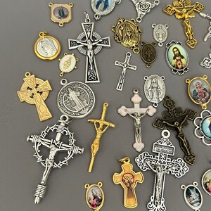SALE Catholic Rosary Centerpiece Holy Medals & Crucifix / - Etsy