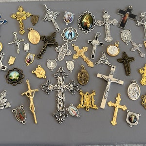 SALE Catholic Rosary Centerpiece Holy Medals & Crucifix / - Etsy