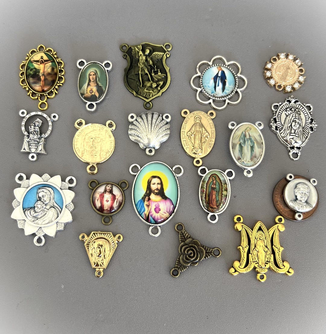 20 Pc SALE Rosary CENTERPIECES / Silver Rosary Centers / Miraculous