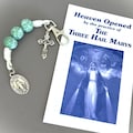 Paracord Three Hail Mary Chaplet / Green Blue TEAL Wood Bead 3 Hail Mary Novena / ITALY Miraculous Medal / One Minute Traffic Rosary clip