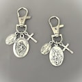 Saint Christopher Clip on Key Chain / Saint Michael Clip On Charm ITALY Miraculous Medal  / Clip on Luggage Purse Keychain Travel Protection