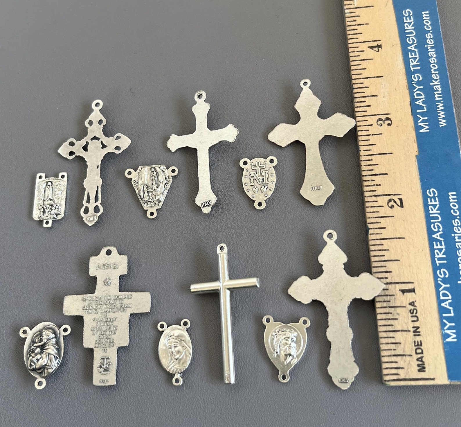 SMALL Silver ITALY 6 Rosary Crucifix & 6 Rosary Centerpiece / - Etsy