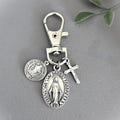 Miraculous Medal Clip on Key Chain / Saint Benedict Clip On Charm ITALY Miraculous Medal  / Clip on Luggage Purse Keychain Travel Protection
